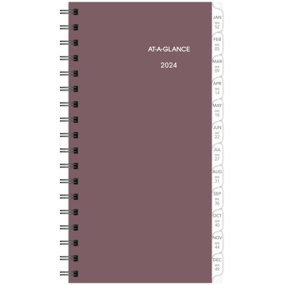 ATAGLANCE 2024 Weekly Planner Refill, Wirebound, Pocket, 3 1/4" x 6 1