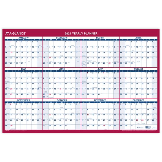 AT A GLANCE Vertical Horizontal Reversible Yearly Wall Calendar Large X Wall