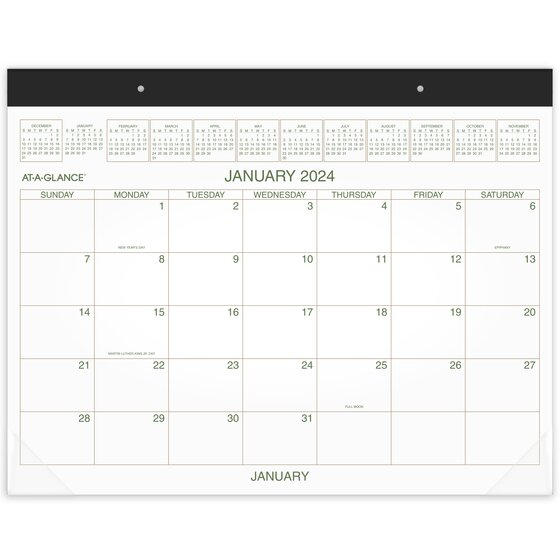 AT-A-GLANCE 2024 Two Color Monthly Desk Pad, Standard, 21 3/4