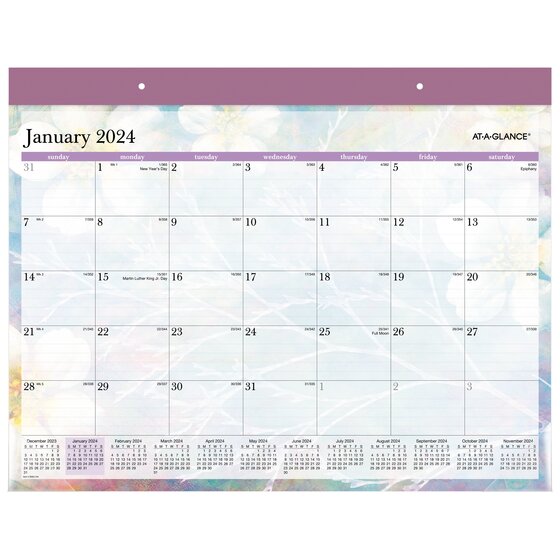 ATAGLANCE Dreams 2024 Monthly Desk Pad Calendar, Standard, 21 3/4" x