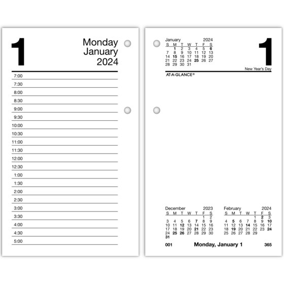 ATAGLANCE 2024 Recycled Daily LooseLeaf Desk Calendar Refill