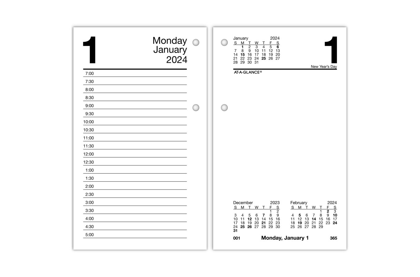 At-a-glance Daily Desk Calendar Refill with Tabs