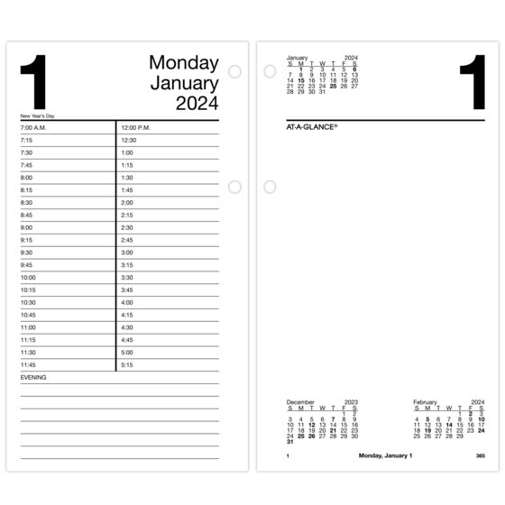 ATAGLANCE 2024 Daily LooseLeaf Desk Calendar Refill, Large, 4 1/2" x