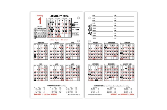 AT-A-GLANCE Burkhart's Day Counter 2024 Daily Loose-Leaf Desk Calendar