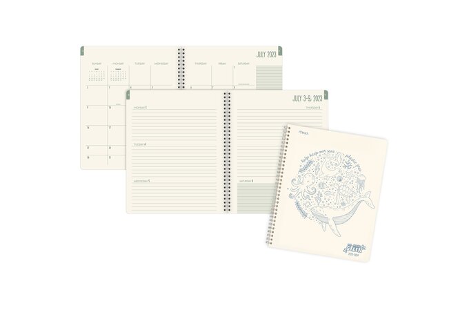 Mead We Mean Green Academic 2023-2024 Weekly Monthly Student Planner,  Whale, Large, 9 x 11, Academic Fashion Planners