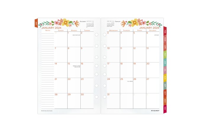 AT-A-GLANCE Kathy Davis 2024 Daily Monthly Planner Refill, Two Page Per