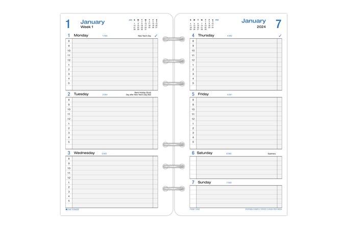 Day-Timer Simply Stated January 2024 – December 2024 Two Page Per Week  Planner Refill, Loose-Leaf, Portable Size, 3 3/4 x 6 3/4