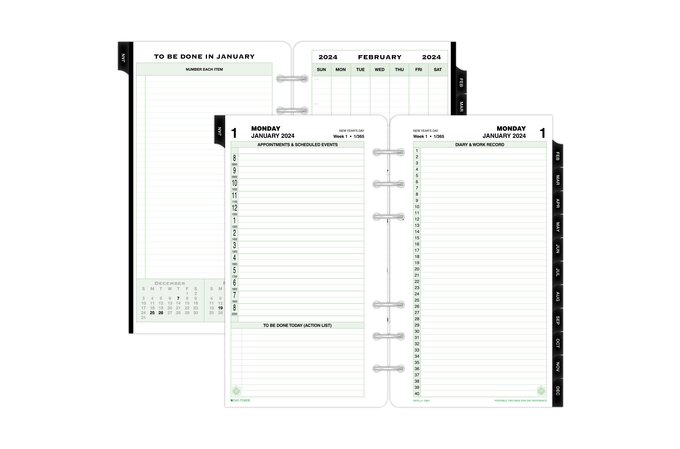 Day-timer January 2024 December 2024 Two Page per Day Reference Planner Refill, Size: Folio, White