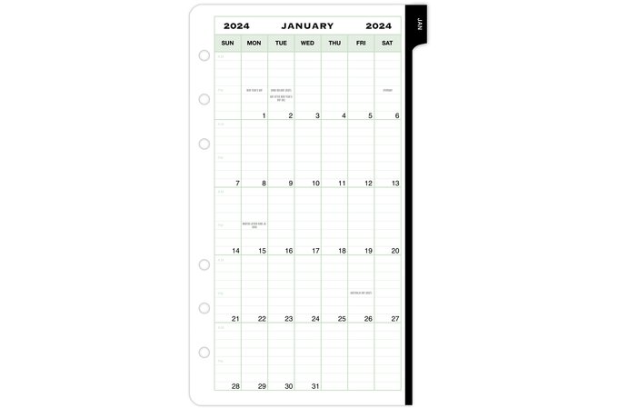  2024 Weekly & Monthly Planner Refill, 3-3/4 x 6-3/4, January  2024 - Dec 2024, Personal/Compact/Size 3 : Office Products