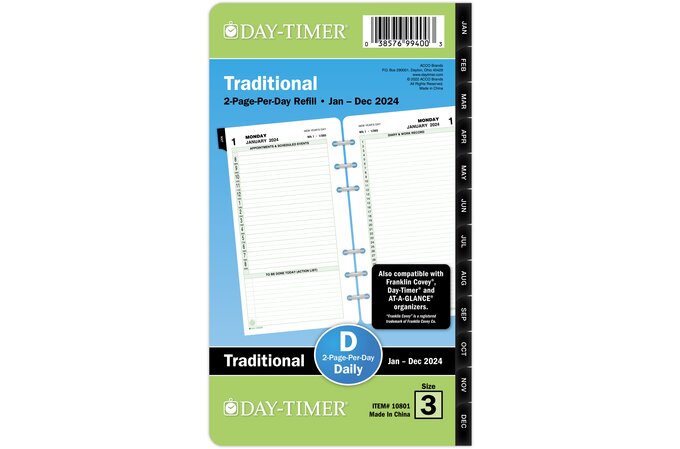 Day-Timer® 20-Month Advance Planner Refills, Pocket Size, 3 1/2 x