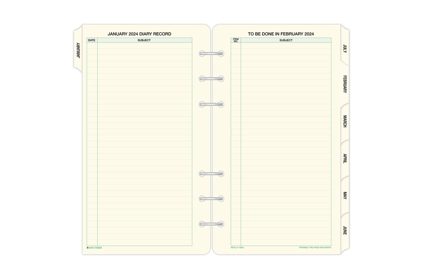 Month on 2 Pages Tabbed Deluxe Planner Calendar Refill – WHITE