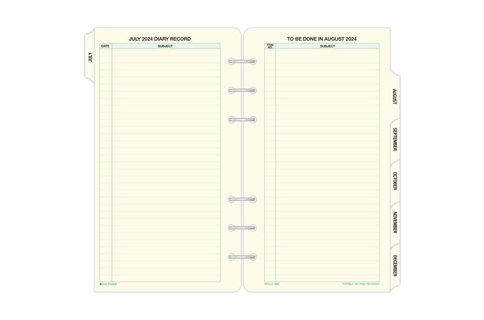 Month on 2 Pages Tabbed Deluxe Planner Calendar Refill – WHITE
