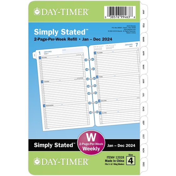 Monthly/Weekly 5-1/2 x 8-1/2 7-Hole Planner Refill : MP58P7