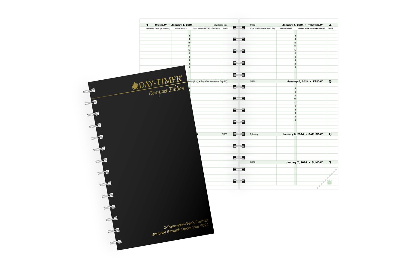 Day-timer Simply Stated January 2024 December 2024 Two Page per Week Planner, Size: Portable, White