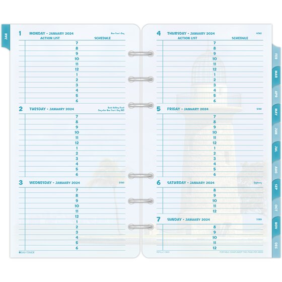 DayTimer® Coastlines® January 2024 December 2024 Two Page Per Week