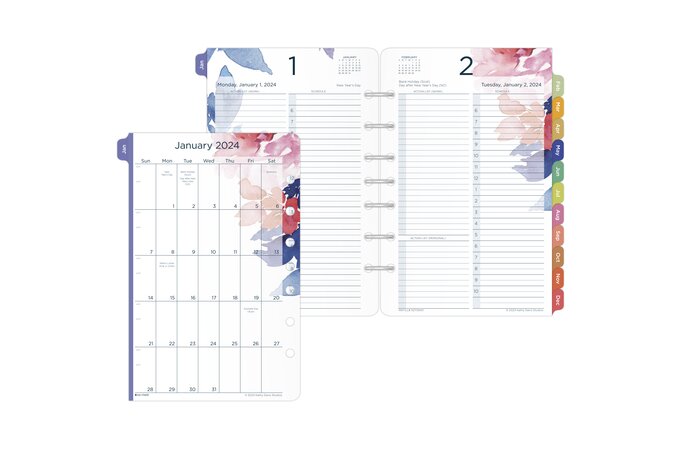 2024 Planner Refills - Weekly and Monthly Appointment Book Inserts, Tabbed,  6 Holes, A5 Size