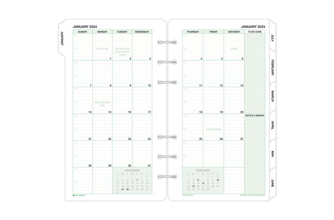 Monthly Calendar Planner Refill Pages