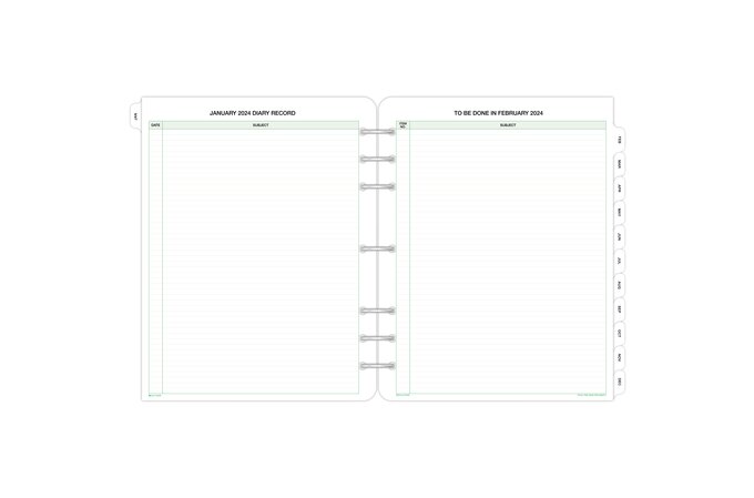  2024 Monthly Planner Refill for A5 Binder, Two Page