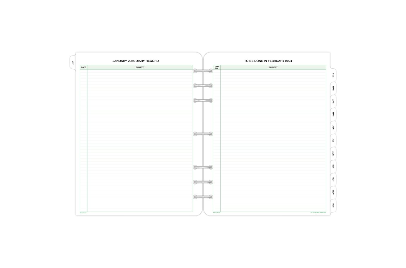 Day-timer January 2024 December 2024 Two Page per Day Reference Planner Refill, Size: Folio, White