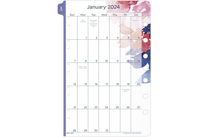  2024 Weekly & Monthly Planner Refill for A5 Ring Binder,  5-1/2 x 8-1/4, from January 2024 to December 2024, 6-Hole Punched :  Office Products