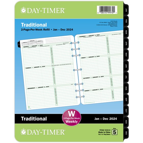 Day-timer coastlines 2023 Two Page per Week Planner Refill Loose-leaf Portable