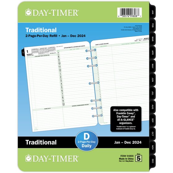 Undated Daily Planner Refill - A5 Day Planner Insert to Do List, 100 Sheets/200 Pages Planner and Lined Refill, 7-Hole Punched, Size 4, Desk size