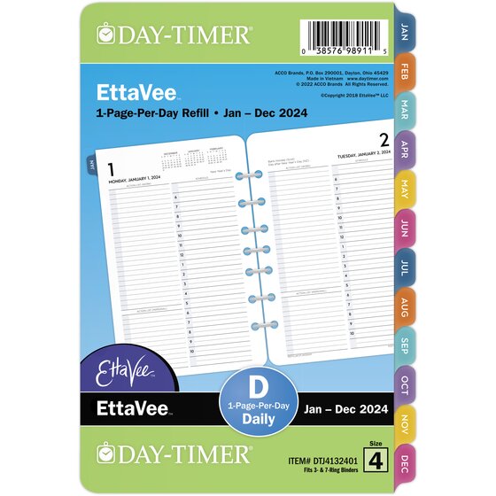 EttaVee™ for Day-Timer® 2024 One Page Per Day Appointment Book