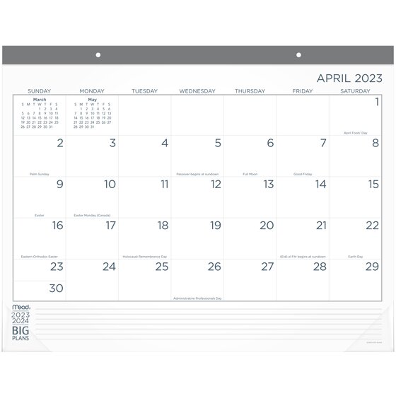 Mead BIG PLANS Academic 20232024 Monthly Desk Pad Calendar, Standard