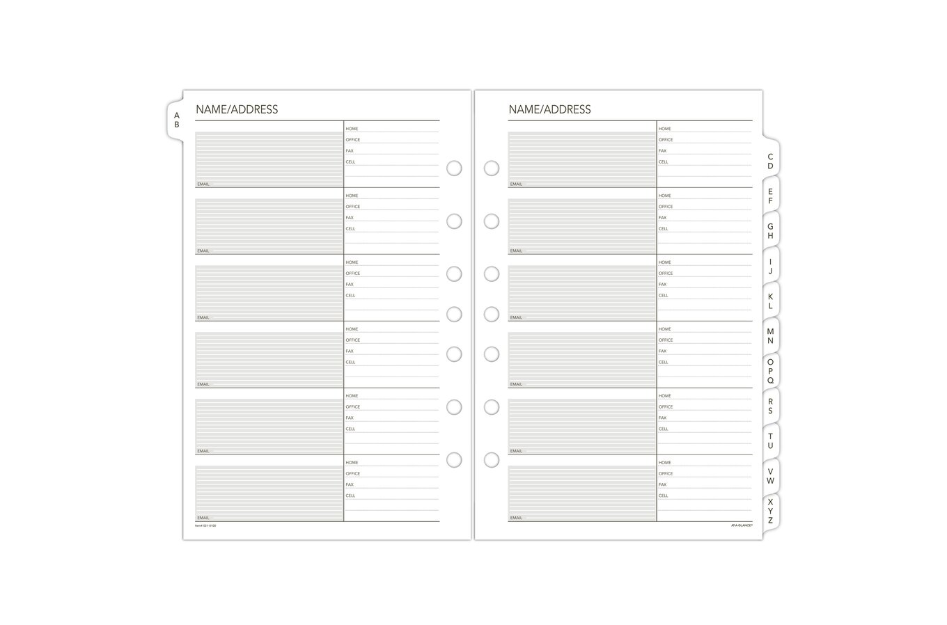  Pocket Contacts Address Book Planner Insert Refill