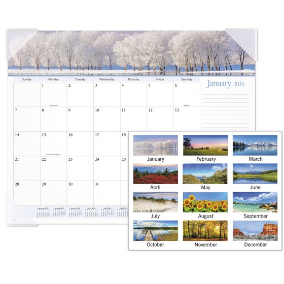 ATAGLANCE 2024 Panoramic Landscape Monthly Desk Pad, Standard, 21 3/4