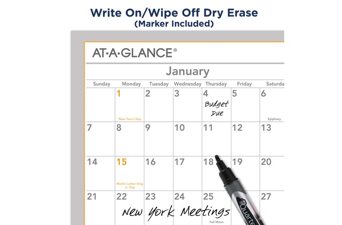 At A Glance 2024 Wallmates Self Adhesive Dry Erase Yearly Calendar