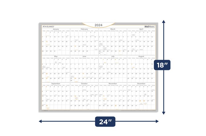 At A Glance 2024 Wallmates Self Adhesive Dry Erase Yearly Calendar