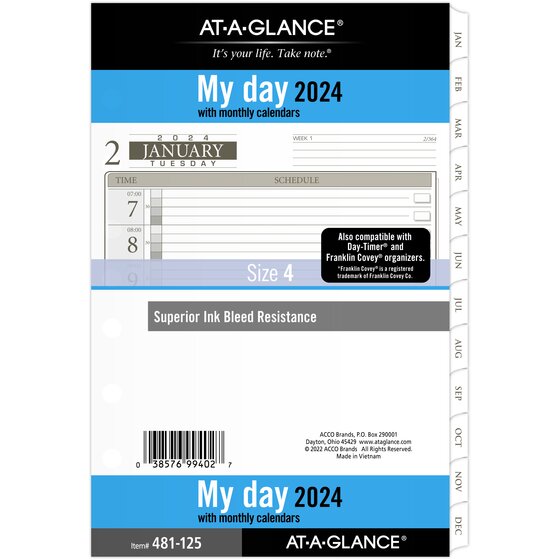 Day-timer July 2024 June 2025 One Page per Day Planner Refill Loose-leaf Desk