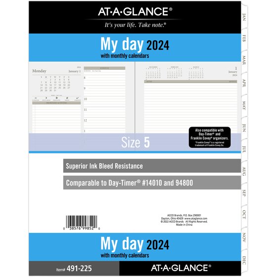 ATAGLANCE 2024 Daily Planner Two Page Per Day Refill, LooseLeaf