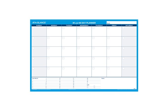 AT-A-GLANCE® Undated 30 and 60-Day Horizontal Erasable Wall Calendar ...