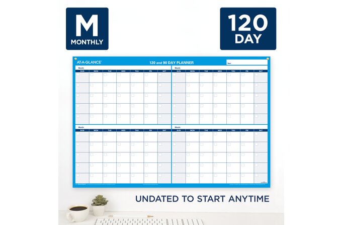 AT-A-GLANCE Undated 90/120-Day Horizontal Erasable Wall Calendar ...