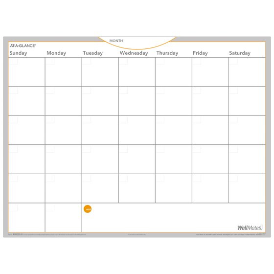 AT-A-GLANCE® Undated WallMates® Self-Adhesive Dry-Erase Monthly ...