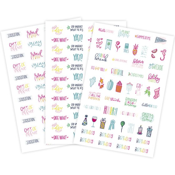 Simplified System by Emily Ley for AT-A-GLANCE Phrase Sticker Pack, Set of  6, Planner Accessories
