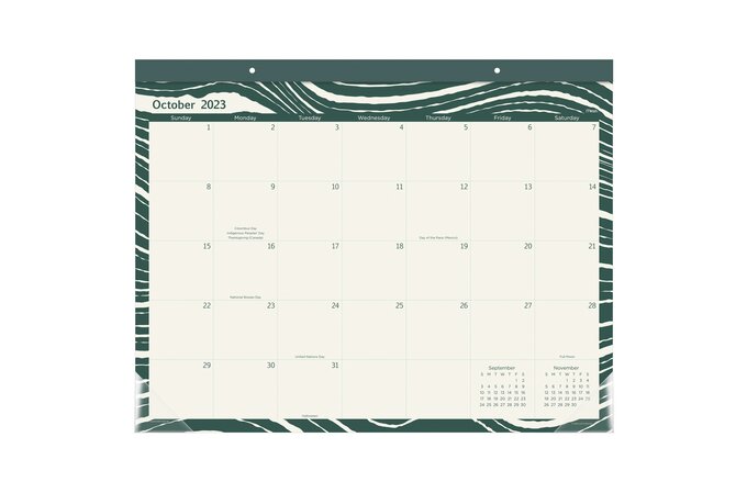 Mead Artisan 2024 15-Month Monthly Desk Pad Calendar, Wave, Standard