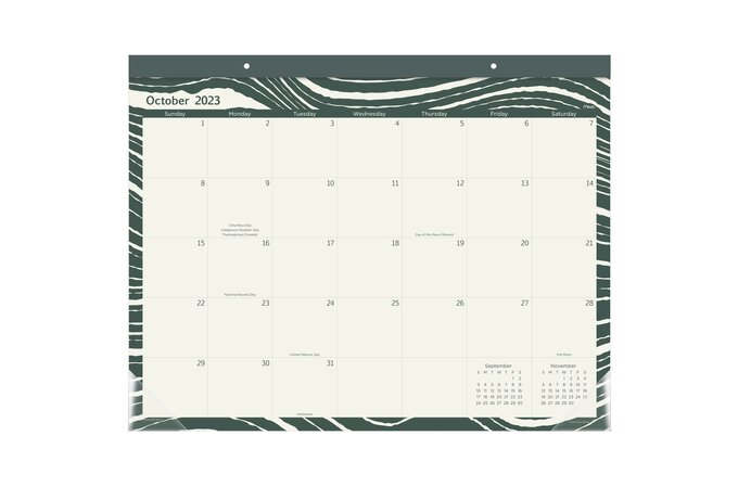 Mead Artisan 2024 15-Month Monthly Desk Pad Calendar, Wave, Standard