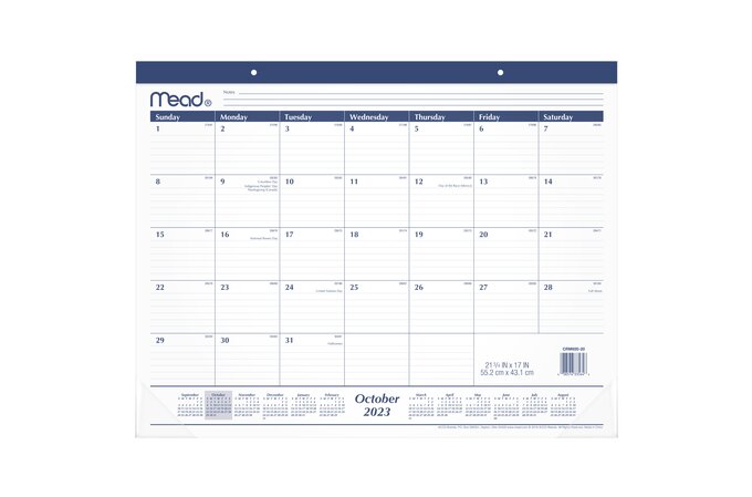 Mead Basic 2024 15-Month Monthly Desk Pad Calendar, Standard, 21 3/4" x