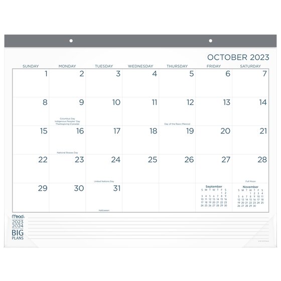 Mead BIG PLANS 2024 Monthly Desk Pad Calendar, Standard, 21 3/4" x 17