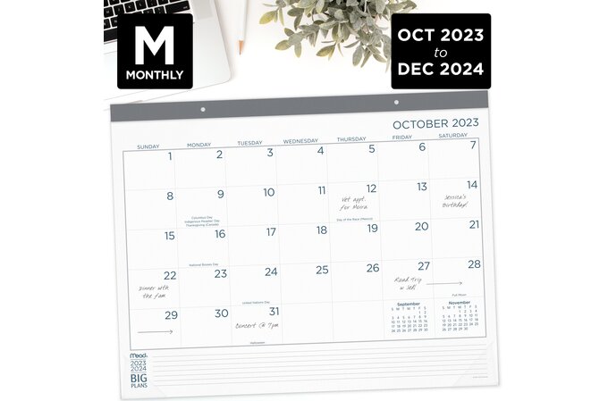 Mead Big Plans 2024 Monthly Desk Pad Calendar Standard 21 34 X 17