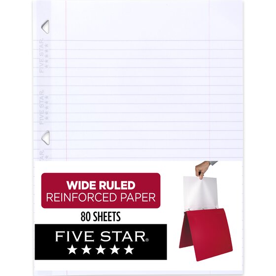 Five Star® Reinforced Filler Paper, Wide Ruled, 8