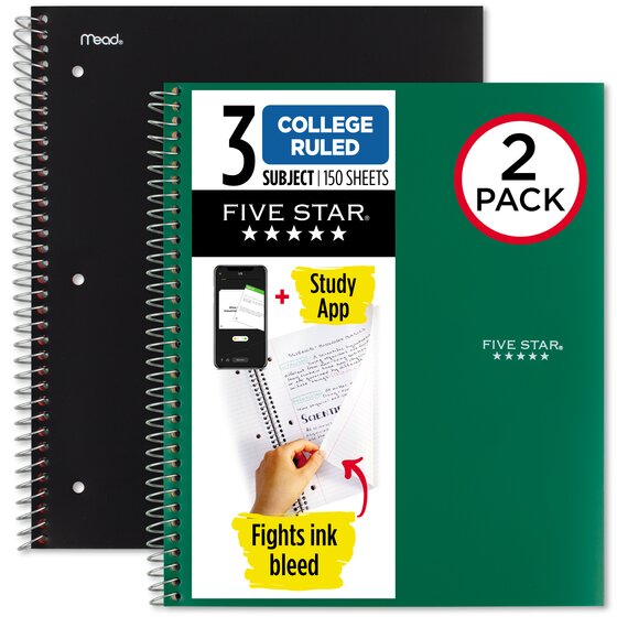 【Paragraph】23SS★ Paragraph Star PRG T No.048 Five Star® Spiral Notebook Plus Study App, 3 Subject