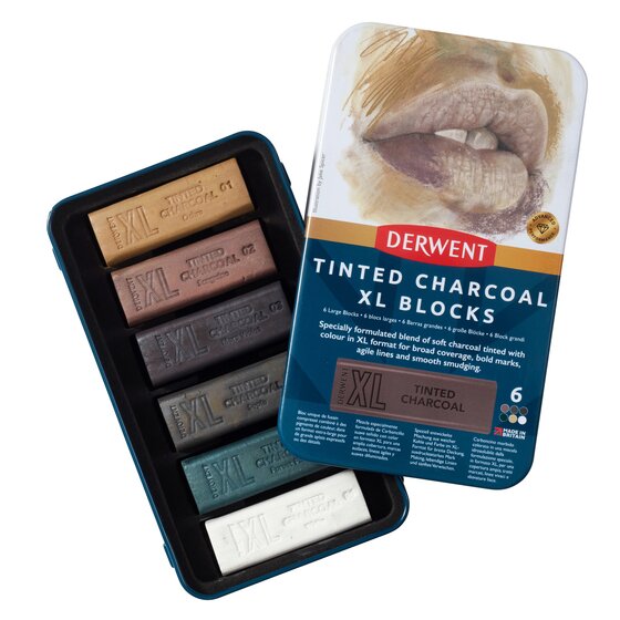 Derwent Tinted Charcoal XL Blocks 6 Tin