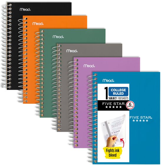 Five Star Personal Wirebound Notebook Multipacks, College Ruled