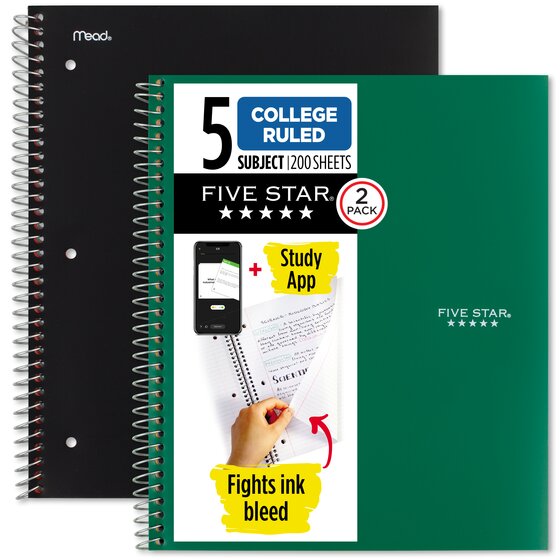 日本の美をめぐる 全5巻セット Five Star® Spiral Notebook Plus Study App, 5 Subject