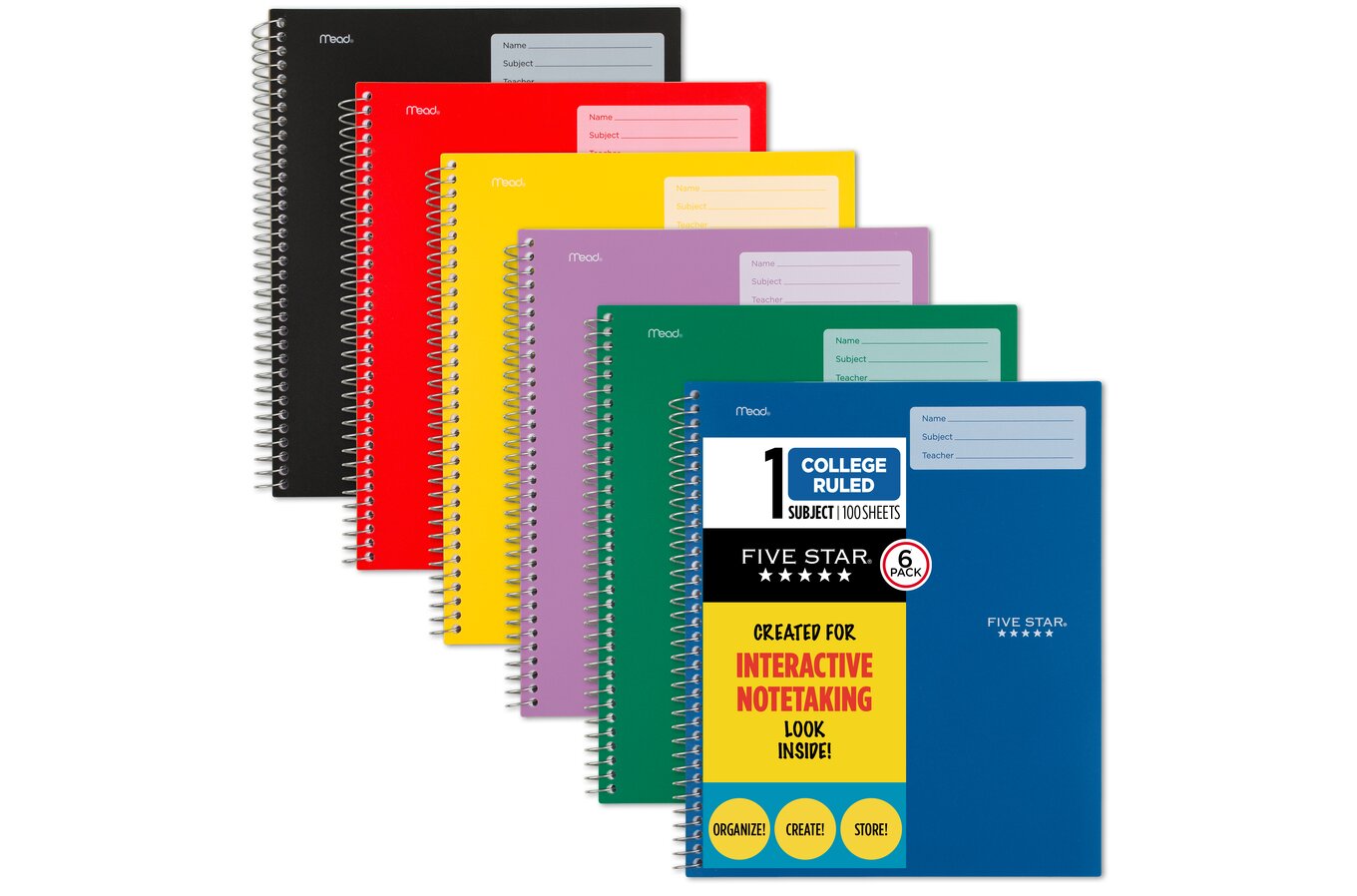 shopaztecs - Five Star 120 CT Notebook - 2 Subject College Ruled