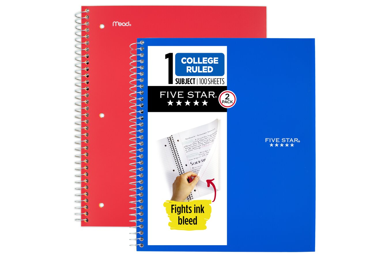 Five Star Recycled Notebook Plus Study App, 1 Subject, College Ruled, 8  1/2 x 11, 4 Pack, Spiral Notebooks